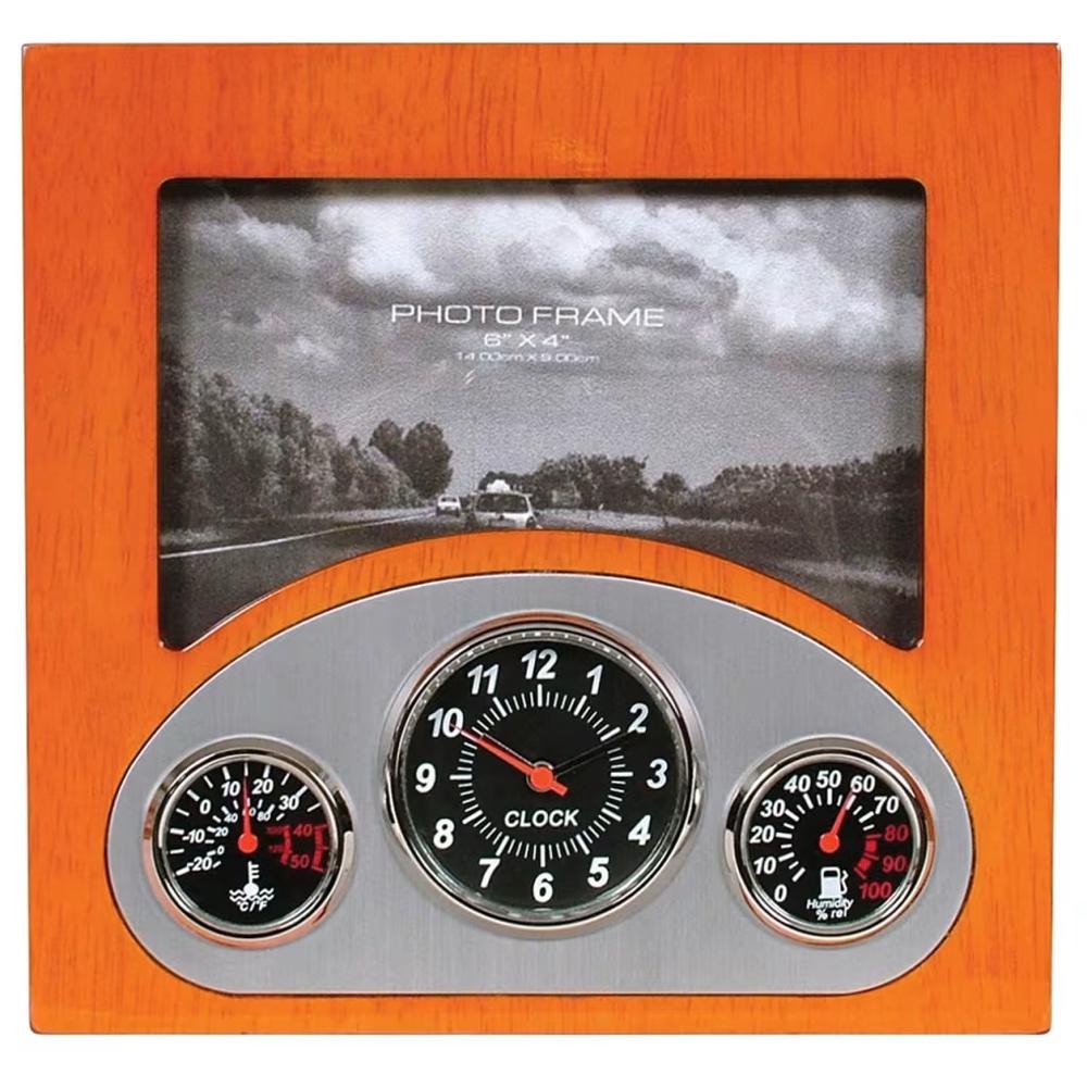 GDesign Cherrywood Retro Dashboard Clock & Frame