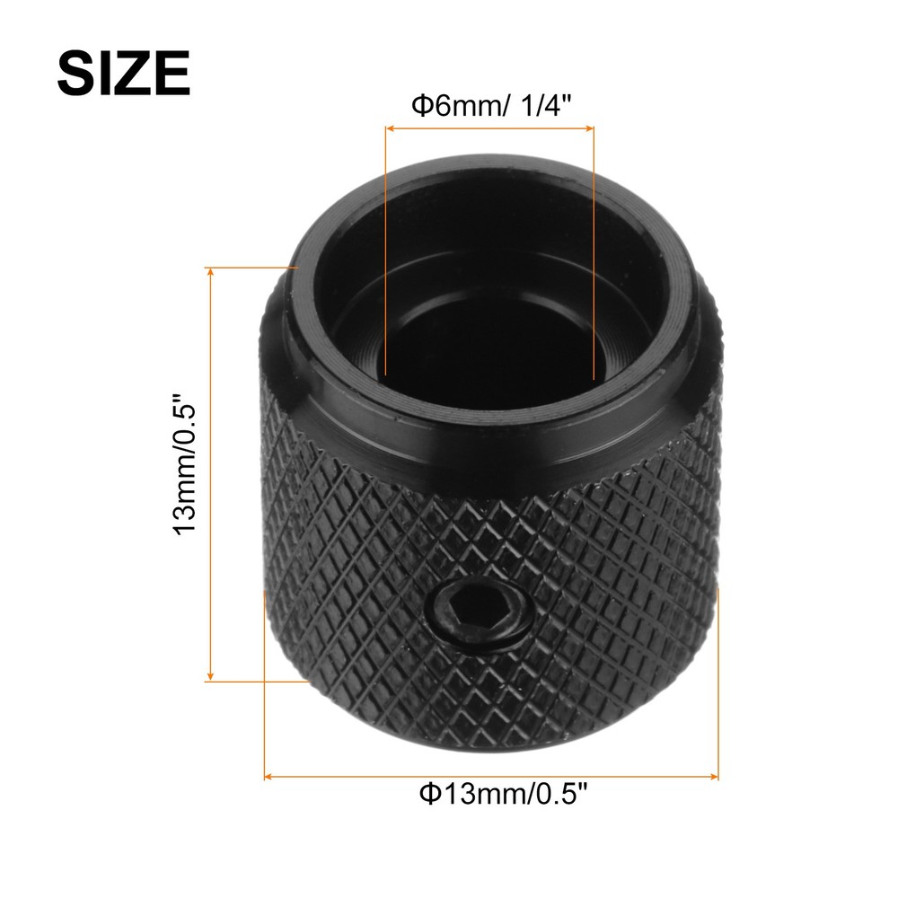 4 PCS Guitar Knobs Metal Volume Tone Control Dome Knobs 1/4" x 1/2" Black