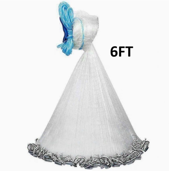 6/8/10/12/16FT Fishing Cast Net Bait Easy Throw Hand Cast Strong Nylon Mesh NEW