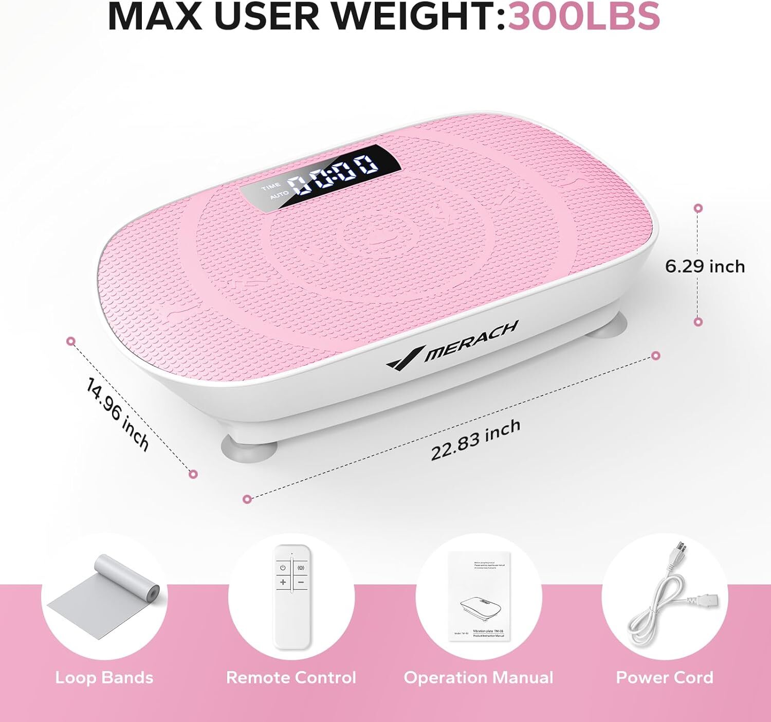MERACH Vibration Plate Whole Body Workout Fitness Platform Exercise Machine Pink