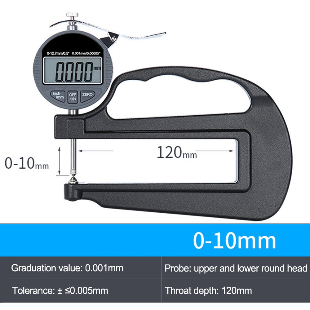 LCD Centimeter Micrometer Thickness Gauge Round Head Measuring Dial Indicator