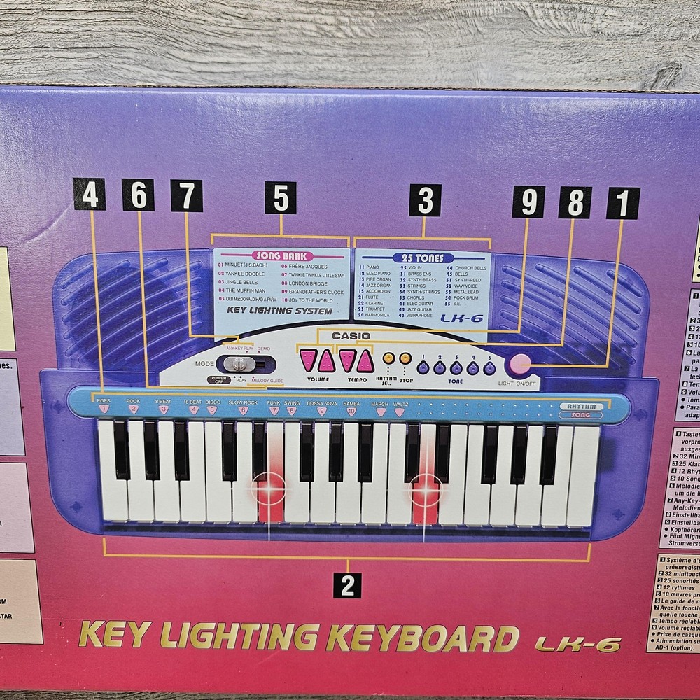 Casio LK-6 Key Lighting 32-Key Blue Learning Electronic Keyboard Battery Powered