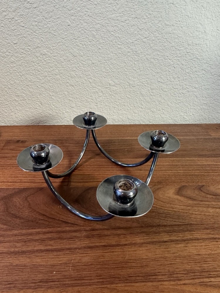 DANISH BERG SILVER PLATED TIERED CANDLE HOLDER MCM- MARKED!