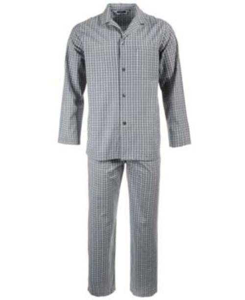 Club Room Men's Triple Window Pane Oxford Pajama Set Charcaol Grey-Size Small