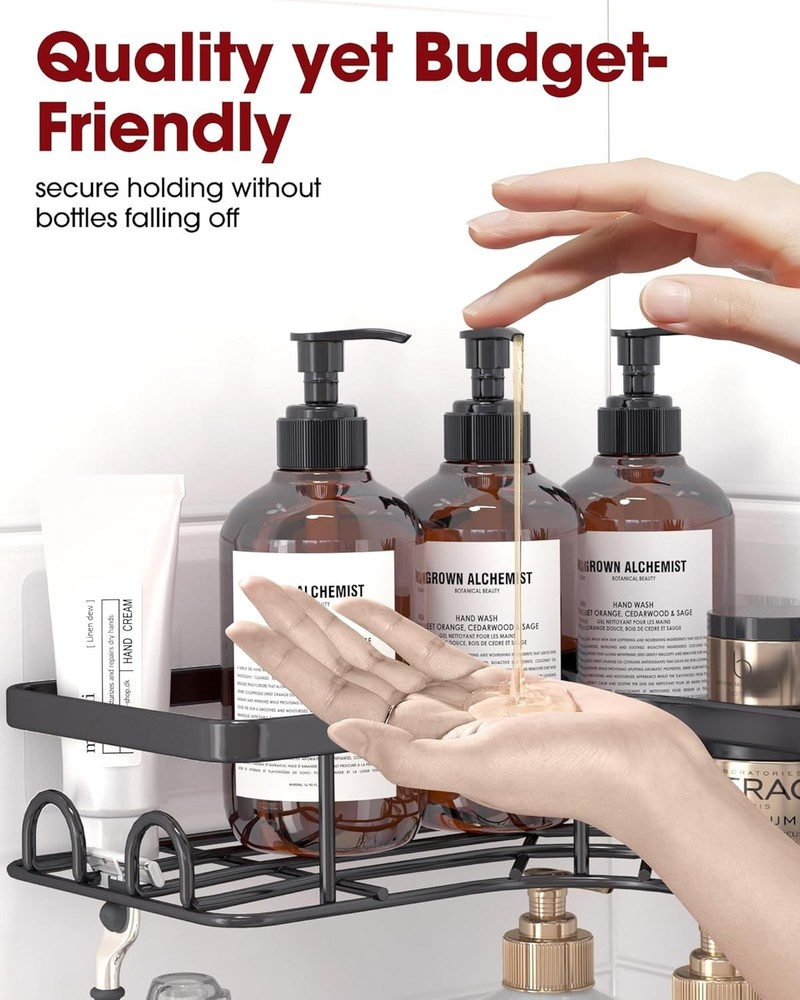 No-Drill 2-Pack Corner Shower Caddies - Durable and Stylish Storage Solution