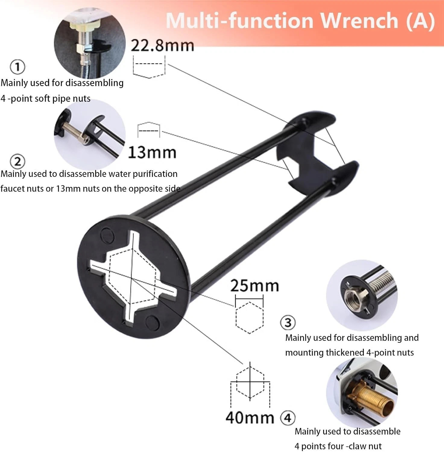 2026 NEW Basin Wrench Carbon Steel Faucet Tool for Sink and Tight Spaces