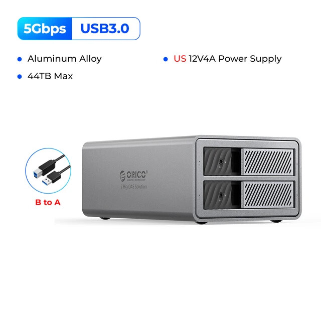 ORICO 5 Bay Hard Drive Enclosure DAS Solution Series USB3.0 110TB HDD Alu Fan