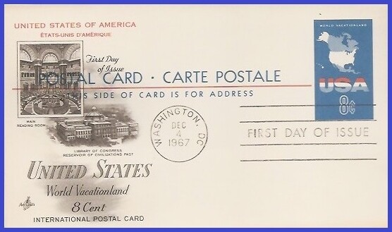 USA5 #UX54 U/A ARTCRAFT FDC   Map