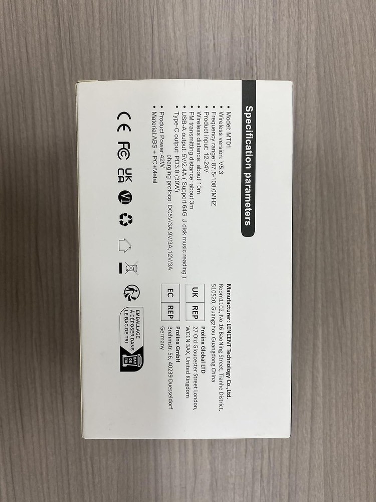 Transmisor De Audio Radio FM a Bluetooth 5.3 USB Receptor Para Carro Coche Auto