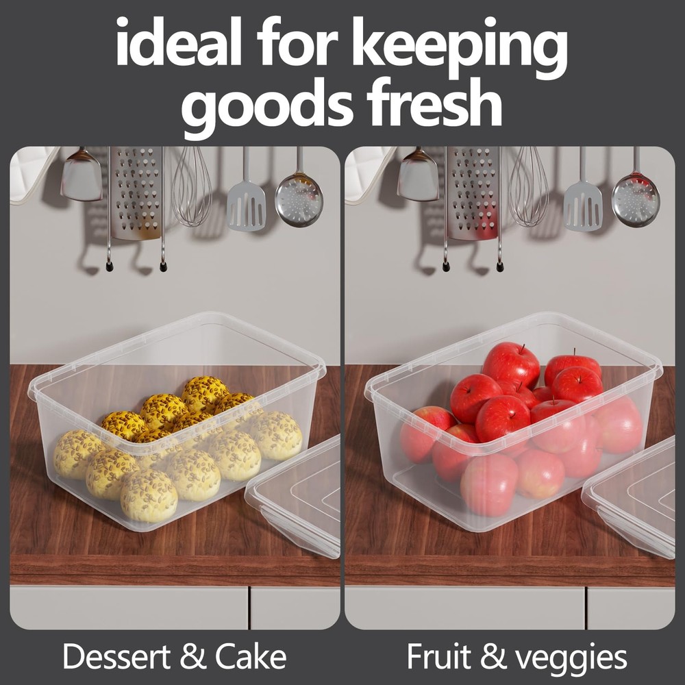 2-Pack Plastic Containers Box with Latching Lid, Stackable Nestable Storage B...