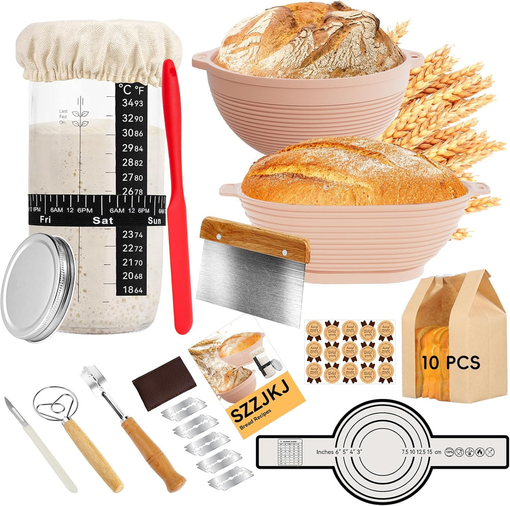 Sourdough Starter Kit with 24 Baking Tools for Artisan Bread Making