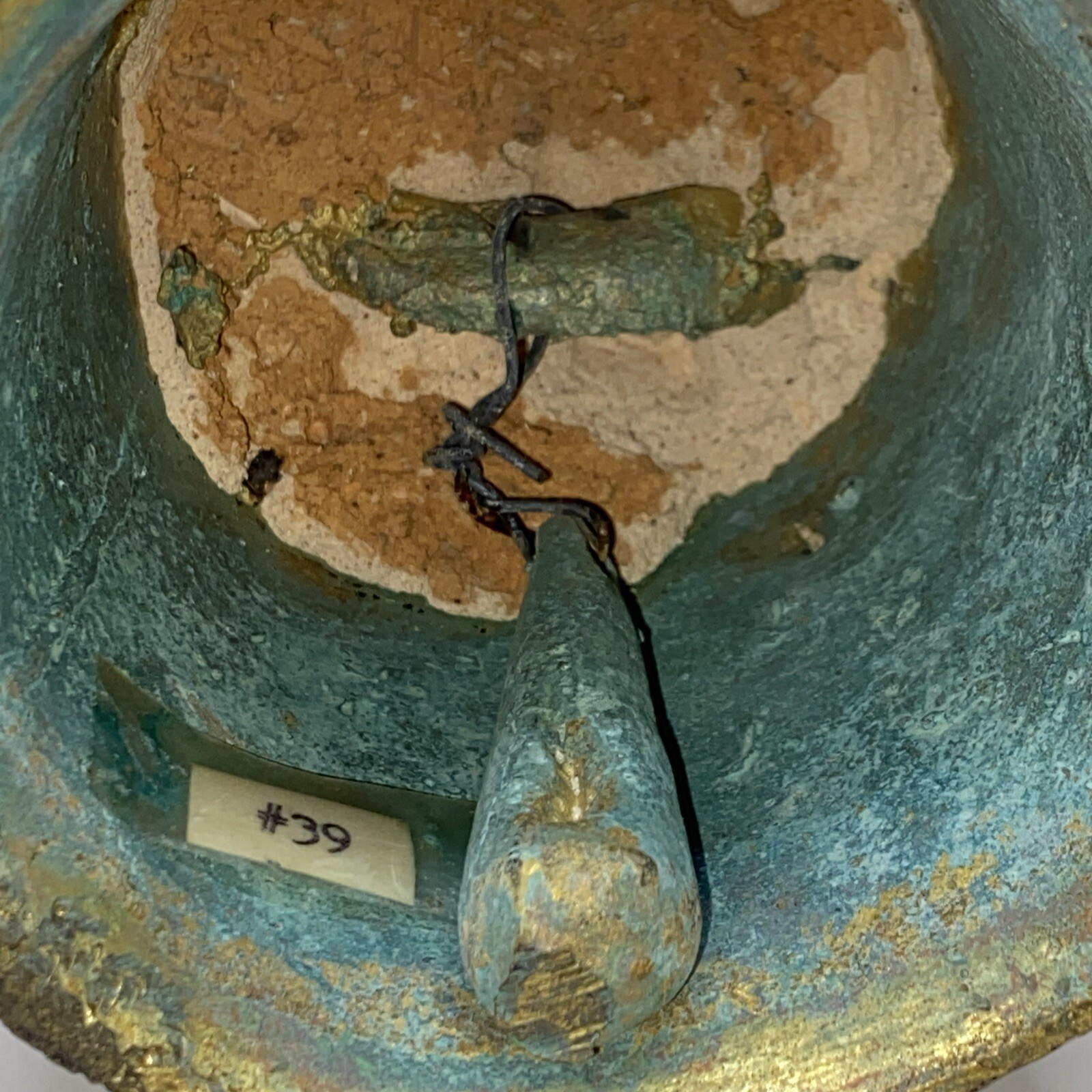 Antique BRONZE TEMPLE BELL Buddhist Tibetan Ritual Temple Bell W/ 4 Faces Handle