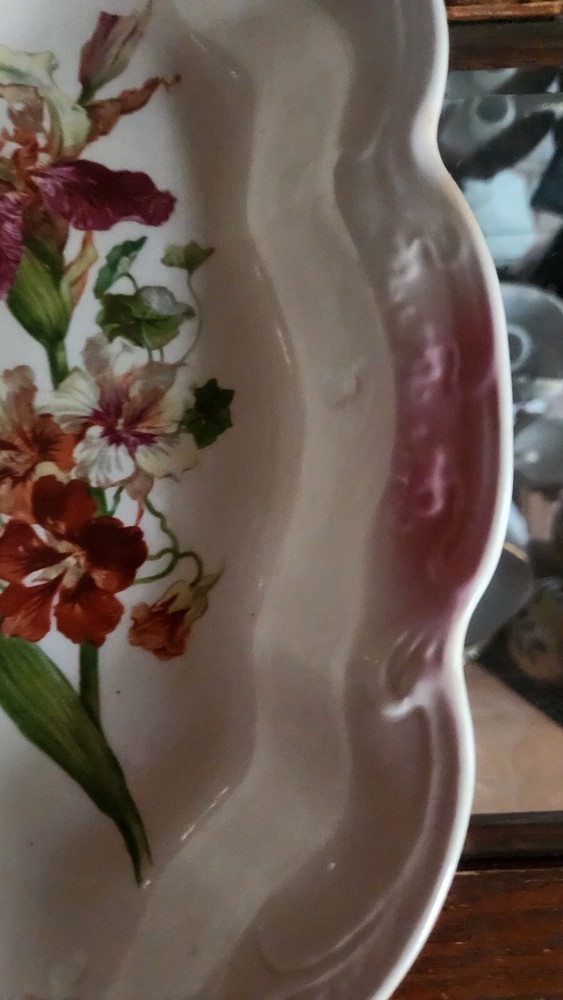 C.P. DIXIE Co. 13"×6⅞" Flowered Oval Serving Dish