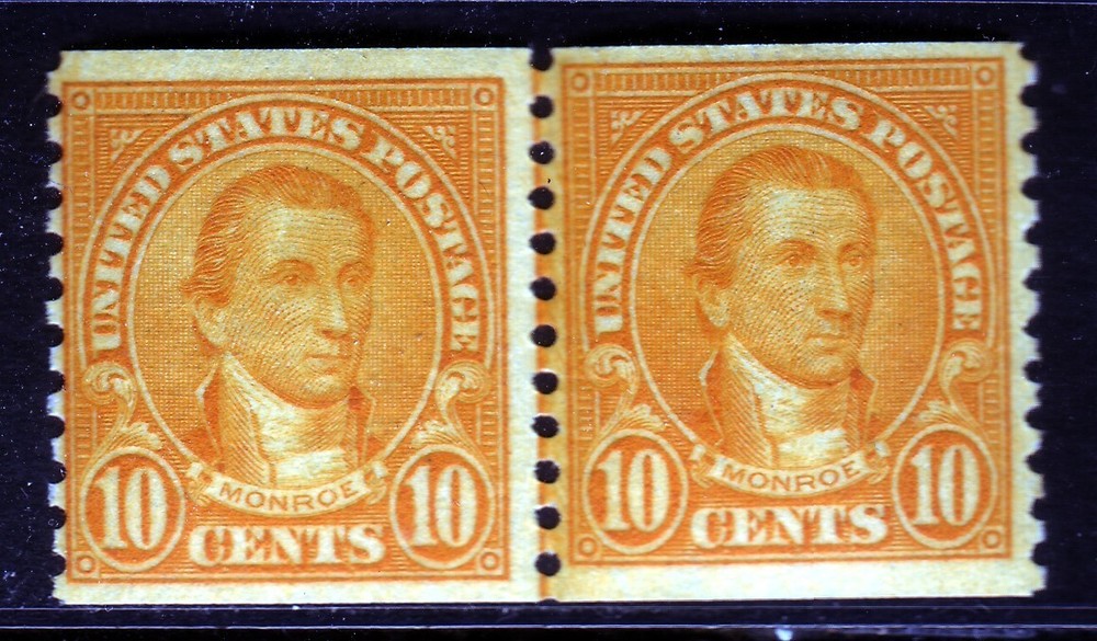#603 MONROE LINE PAIR.  MEDIUM FINE 1. NEVER HINGED OG. SCV $50