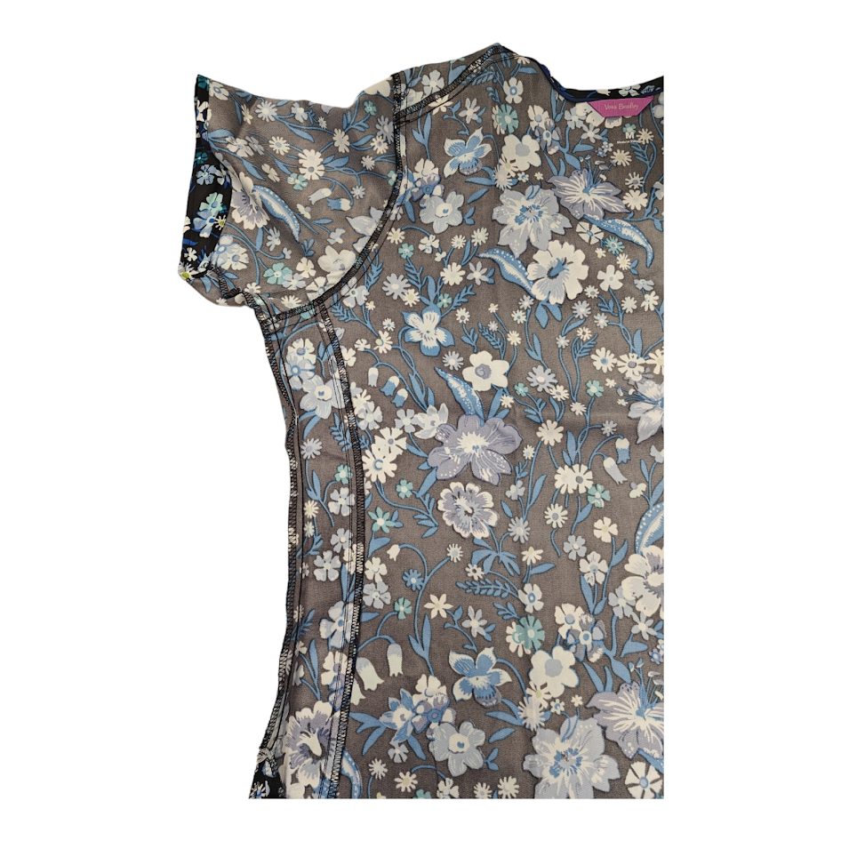 Vera Bradley Halo V6117 MGB Moonlight Garden Black V-Neck Print Scrub Top