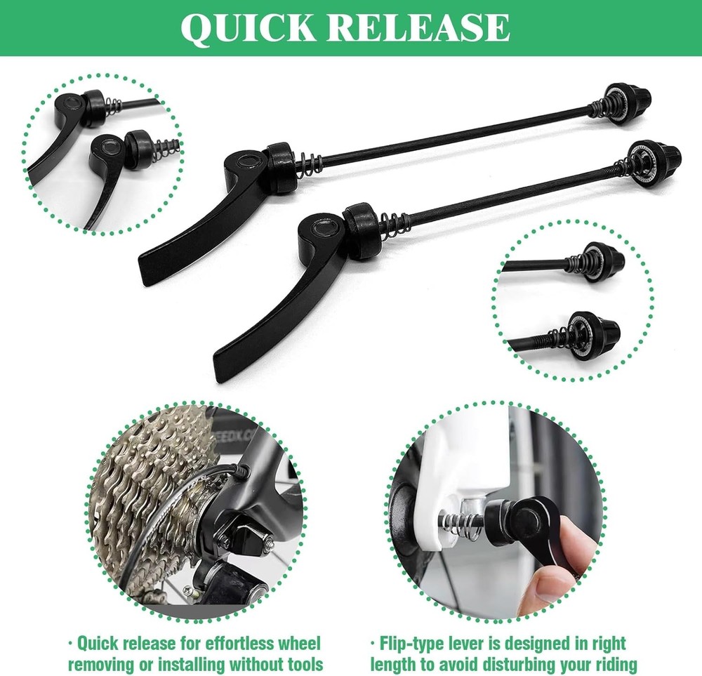 16Pcs 3 Size with Quick Release Skewer Front & Rear Bicycle Axle Replacement ...
