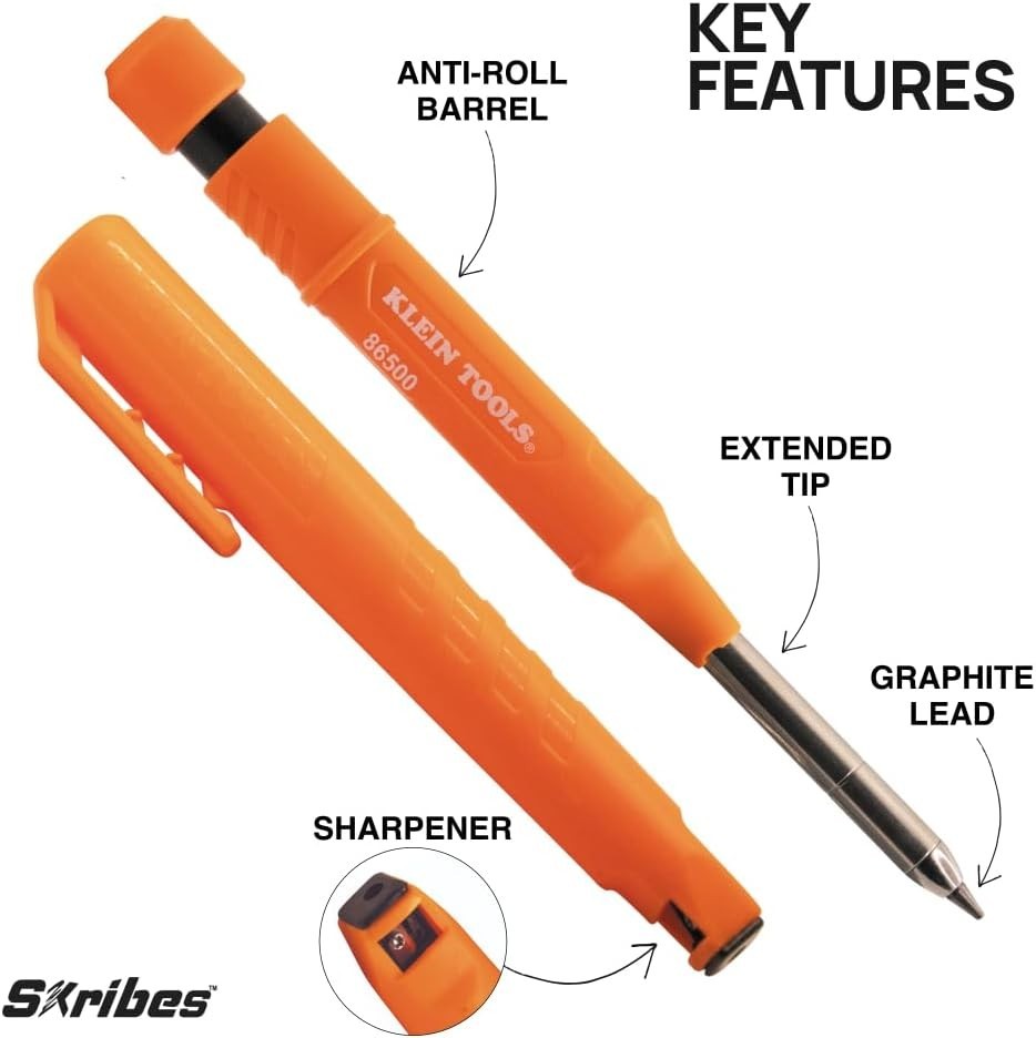 Klein Tools 80189 Skribes 2.8 Mm Mechanical Carpenter Pencil with Built-In Sharp