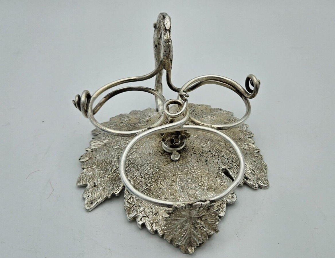 Antique sterling silver Hand-Made Stand w/Salt & Pepper Shakers & Salt Cellar