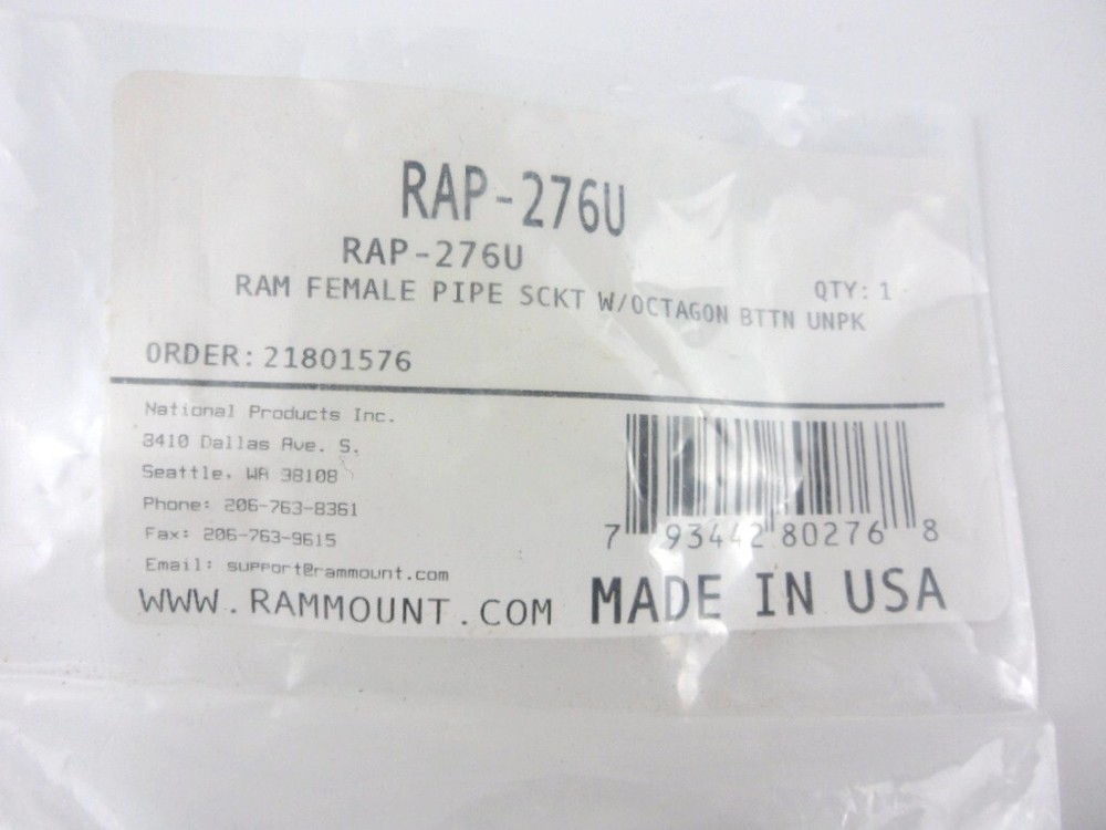 RAM Mount PVC Pipe Socket with Octagon Button End RAP-276U