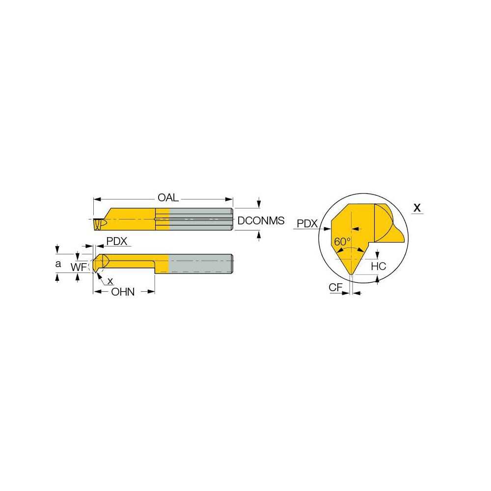 Iscar 14mm Cutting Depth, 5mm Diam, Internal Thread, Solid Carbide, Single Po...