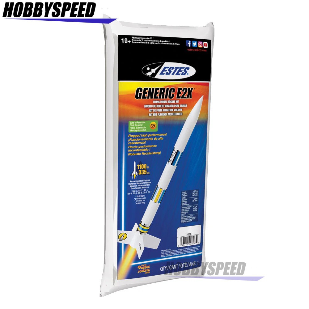 ESTES GENERIC E2X MODEL ROCKET KIT SKILL BEGINNER space rocketry EST2008 NEW