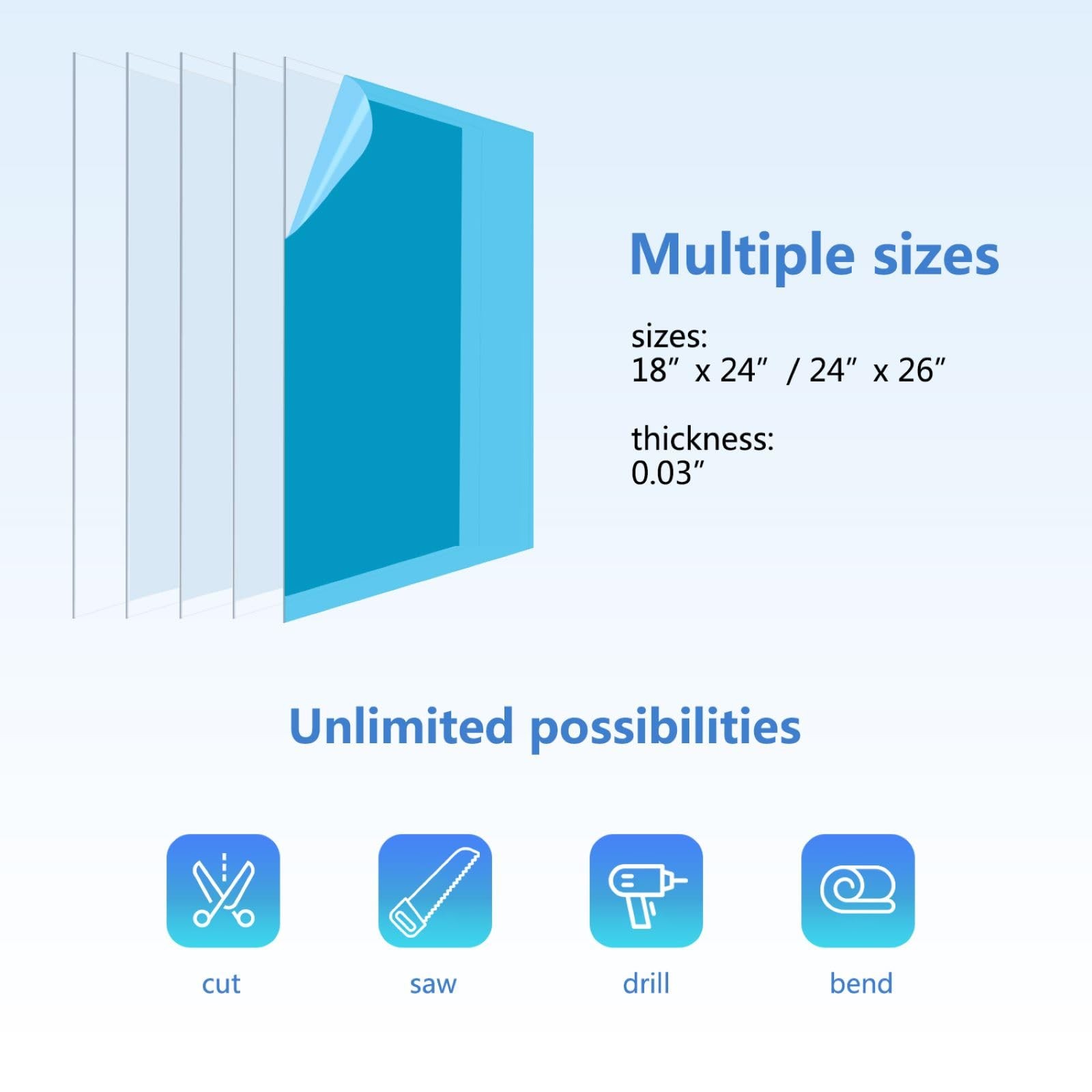 24x36 Inch Plexiglass Panels/Plastic Sheet (2Pack, 0.03" Thick) - Shatterproo...