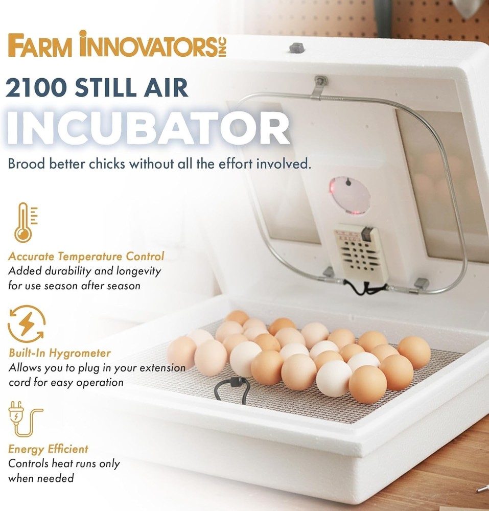Efficient Still Air Incubator for 4 Dozen Eggs - Hygrometer & Easy Clean Design