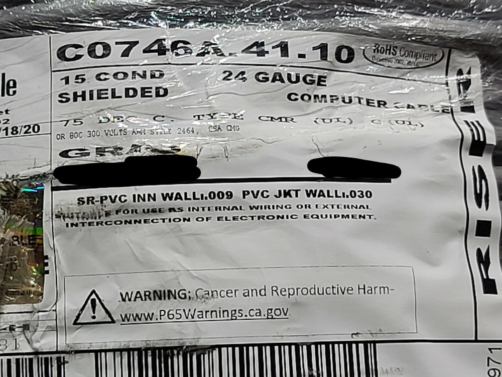 Carol C0746A 24/15C Shielded Communication/Computer Cable Riser Gray /25ft