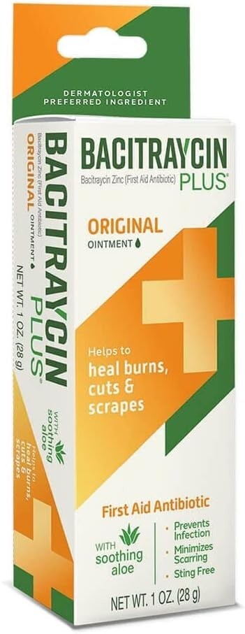Bacitraycin Plus First Aid Antibiotic, Original, with Moisturizing Aloe, 1 oz.