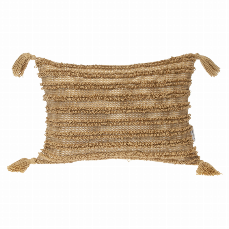 Parkland Collection Transitional Multiple Lines Beige 14" x 20" Pillow Beige