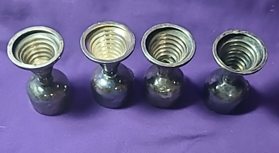 Set Of 4 German Vintage ini Silverplate Goblets Enamel Cities States Cordials