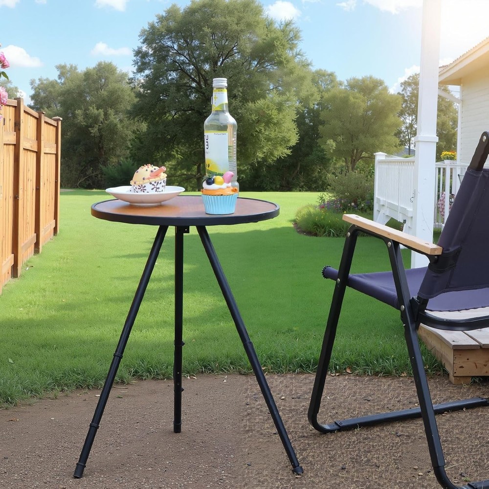 2pack Small Folding Round Portable Patio Table, Height Adjustable Side Table