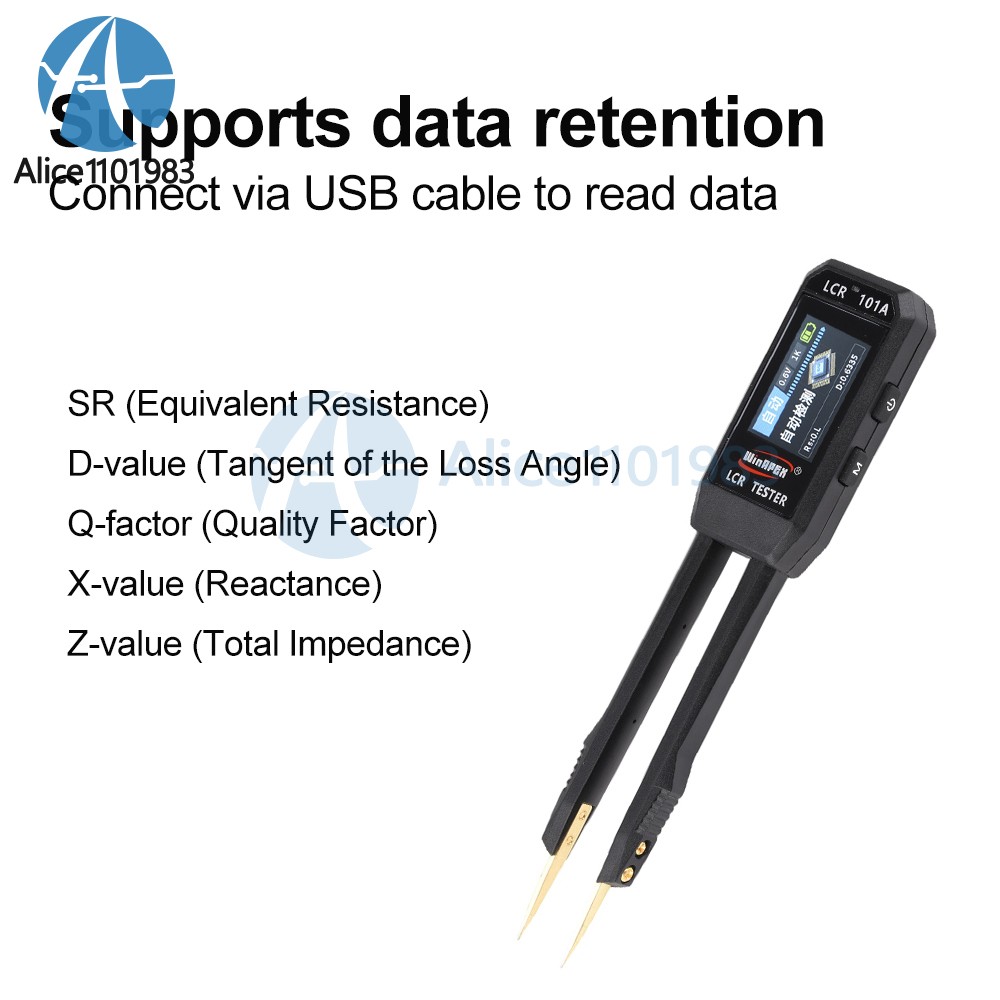 Digital Smart Bridge Tweezer LCR SMD ESR Tester Ohm Capacitance Test Multimeter