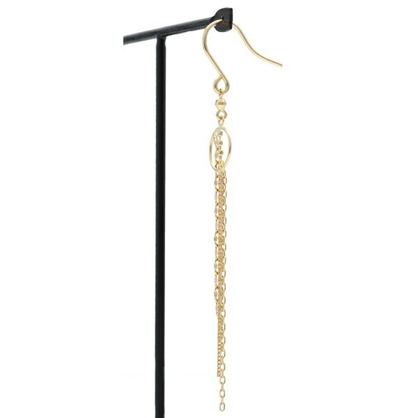 K18 Gold Tassel Chain Hook Earrings (Pair)