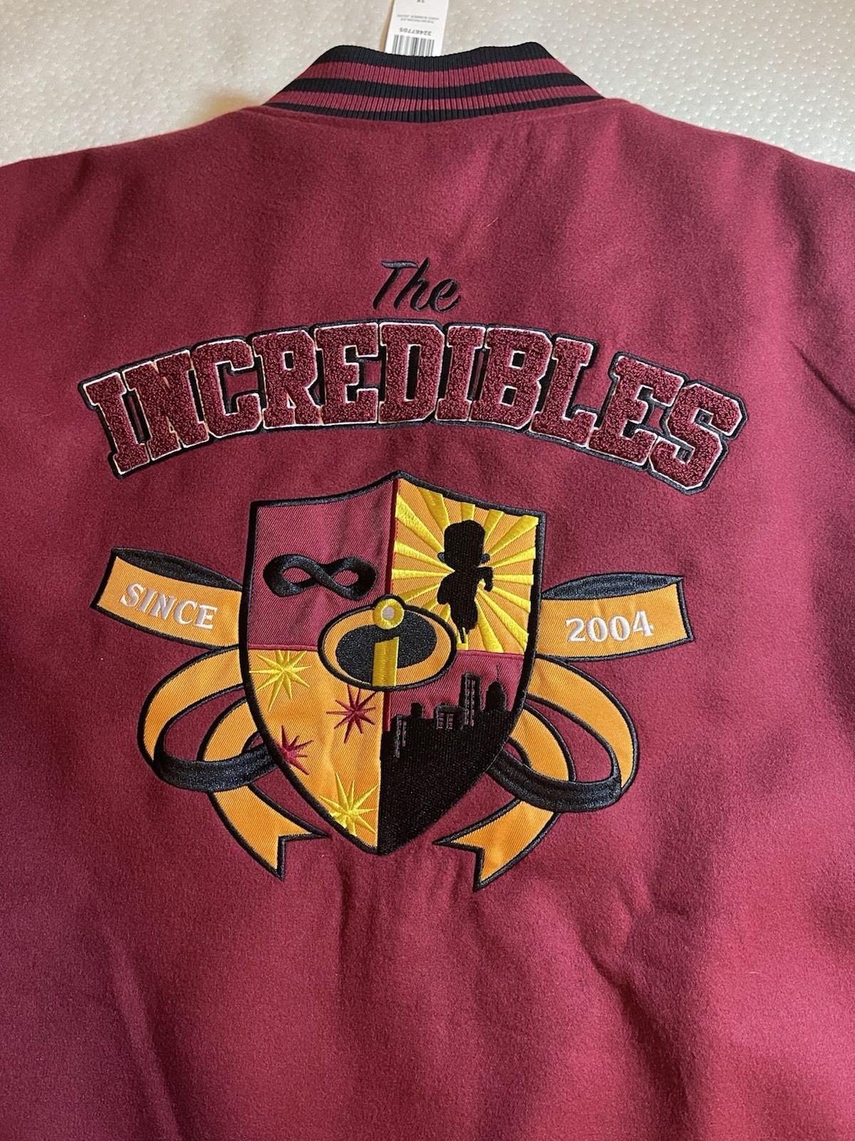 Disney Pixar The Incredibles Dash Parr Logo Varsity Jacket Large NWT