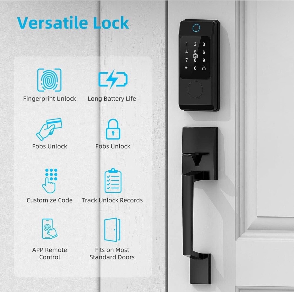 WiFi Smart Lock for Front Door, Keypad Door Handle Set with App Control