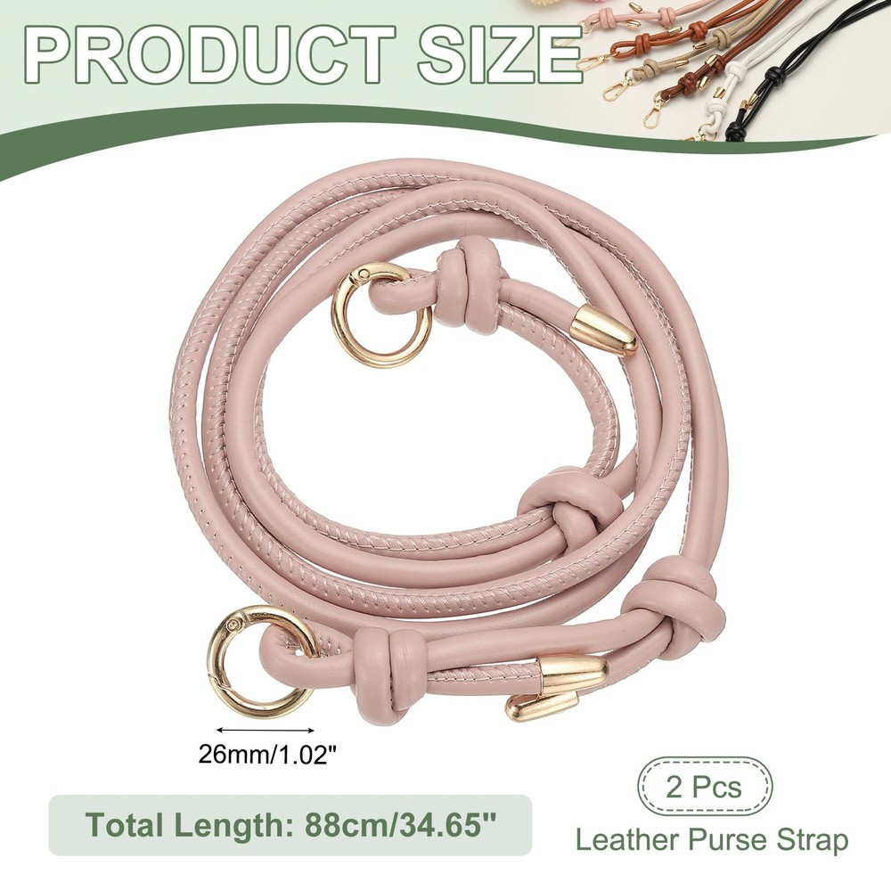 2Pcs Leather Purse Strap 34.65" Strap Replacement with Buckle, Pink