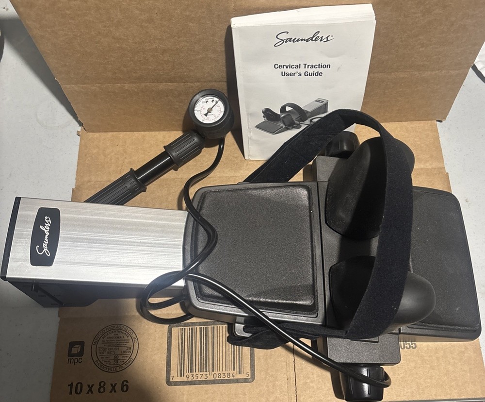 Saunder Cervical Traction Device with Pump and Bag - SEE PICS READ DESCRIPTION