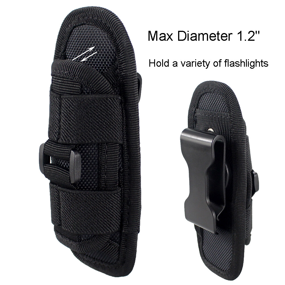 Tactical Flashlight Pouch Holster 360° Rotatable Portable Torch Belt Pouch