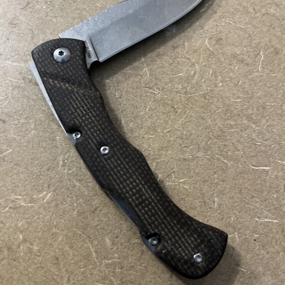 Marbles 585 Stonewashed Clip Point Lockback Knife Brown Micarta Handles