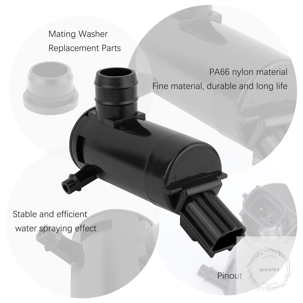 Windshield Washer Pump with Rubber Grommet,Windshield Washer Fluid Pump Replacem