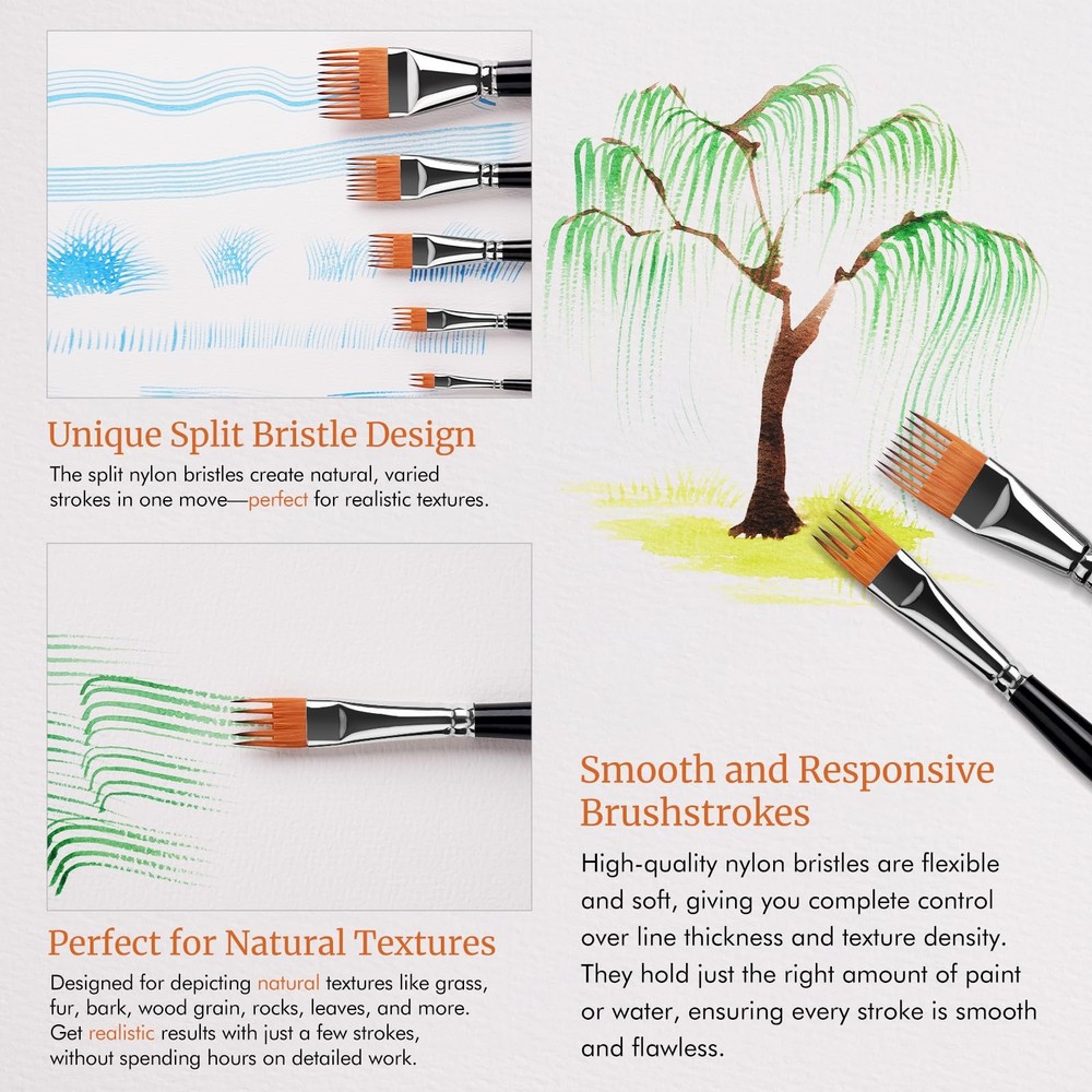 Grainer Brush Set–5pcs Professional Flat Comb Brushes for Unique Texture Pain...