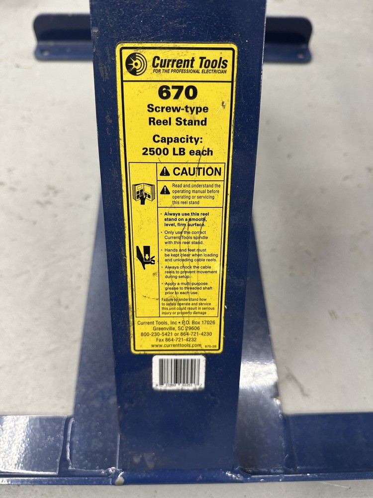Current Tools 670 Screw Type Telescoping Reel Stand Medium 2500lb Capacity
