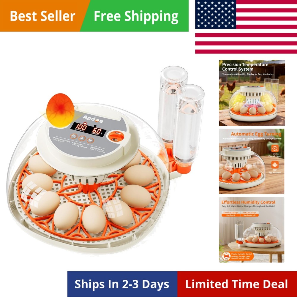 Egg Incubators for Hatching Eggs, Temperature and Humidity Control, Automatic...