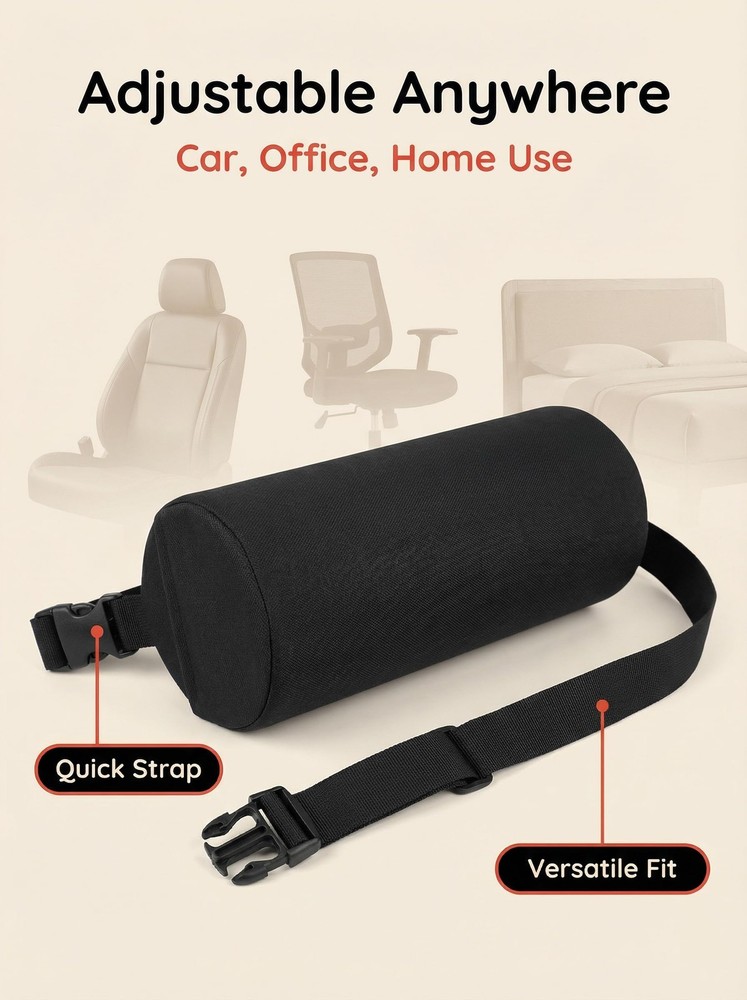 Lumbar Support Pillow for Office Chair Car Back Support Cushion Adjustable Strap