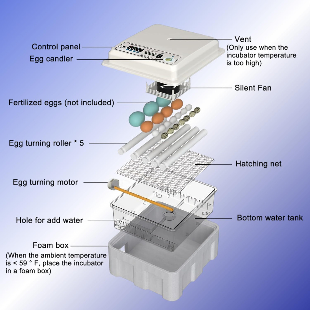 16Egg Incubator with Automatic Egg Turning and Humidity Control, Incubators for