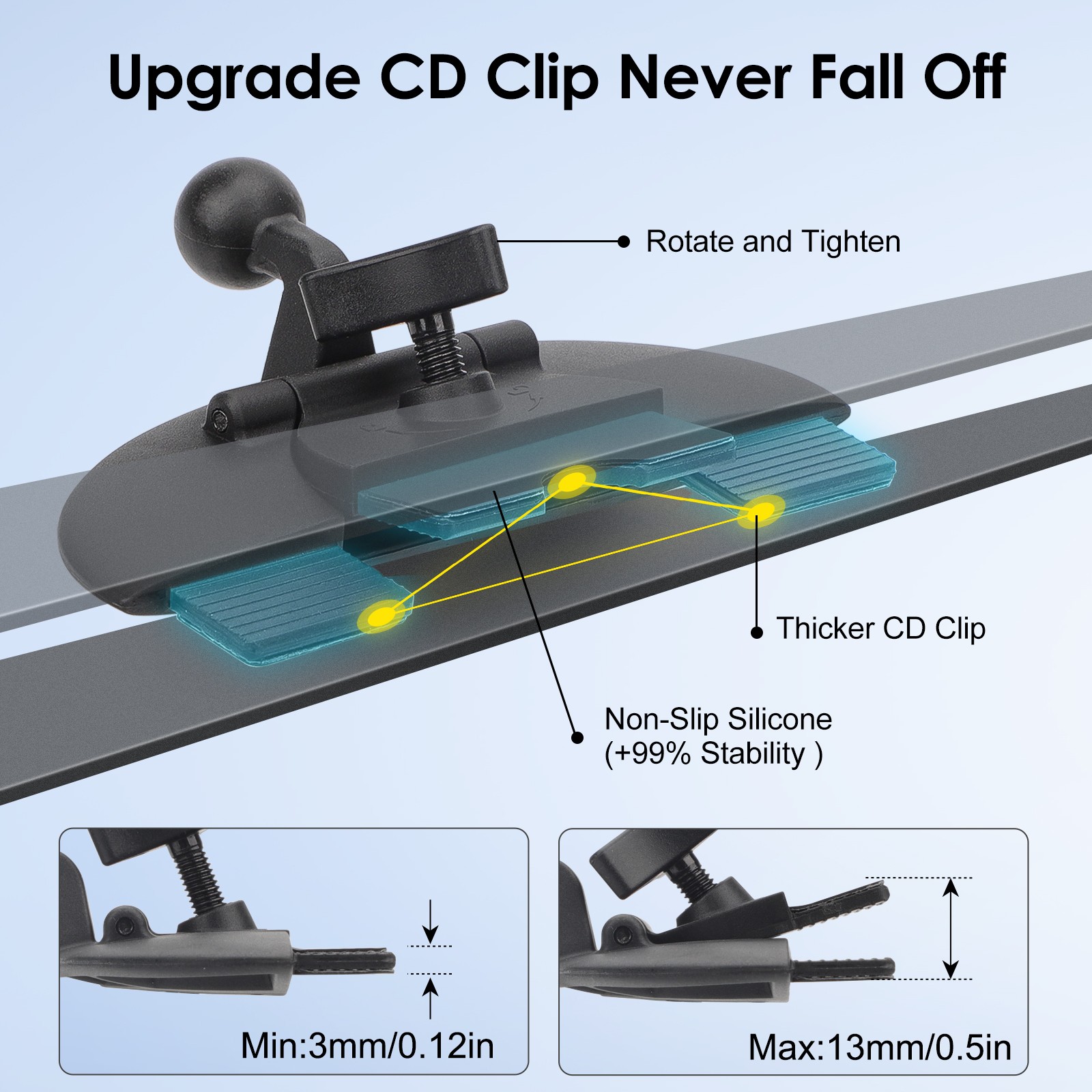 Universal CarPlay Monitor Mount 360° Rotation CD Slot Holder for 7-10" Displays