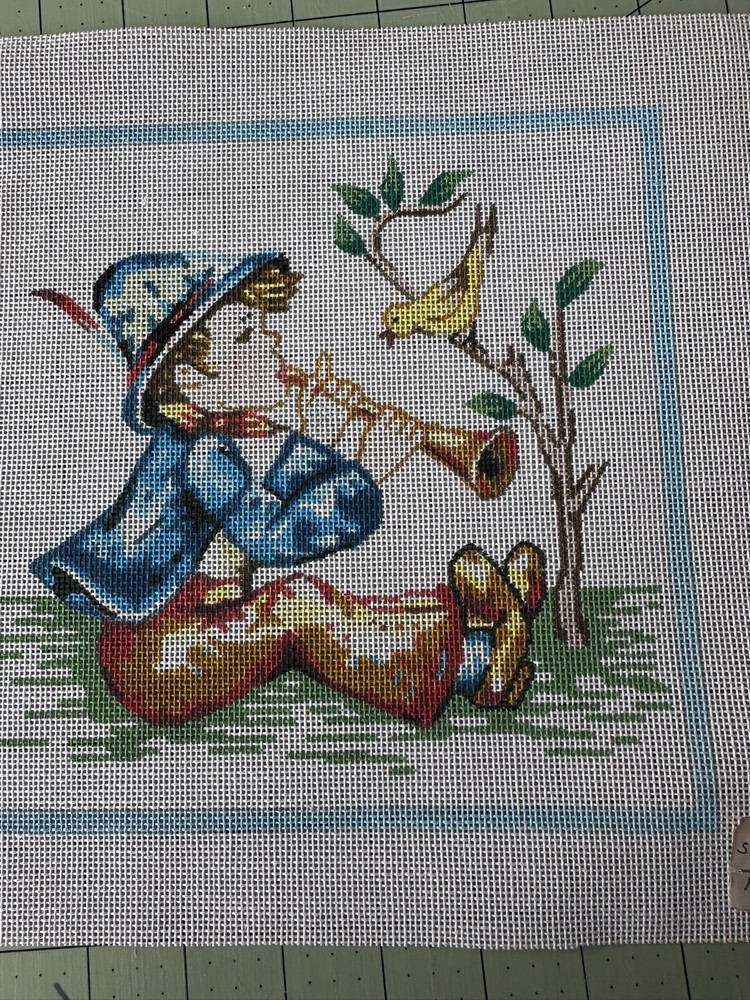Boy with flute  NP canvas hand painted