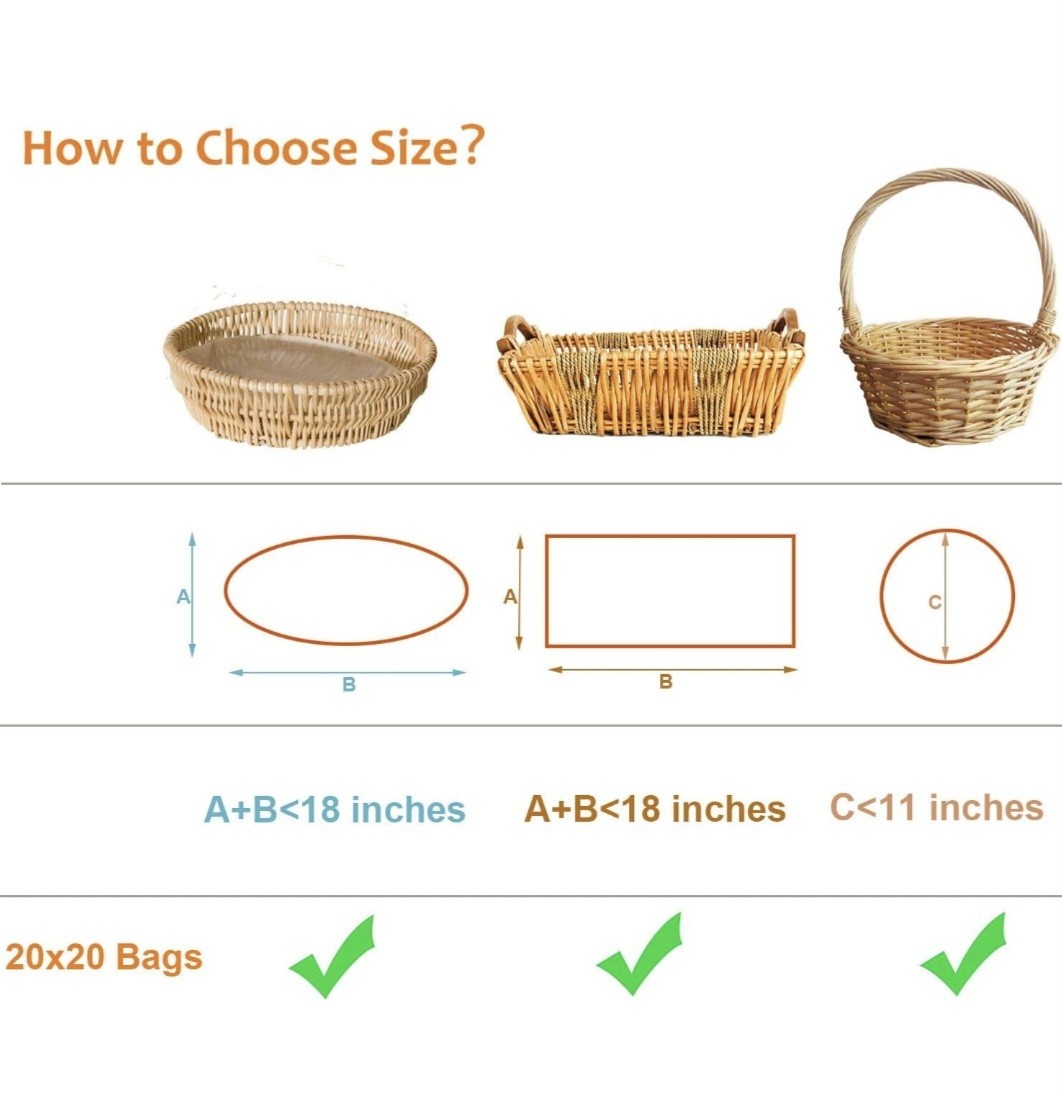 Shrink Wrap Basket Bags 20" X 20" Domed Shape Clear MEDIUM - 10 Bags