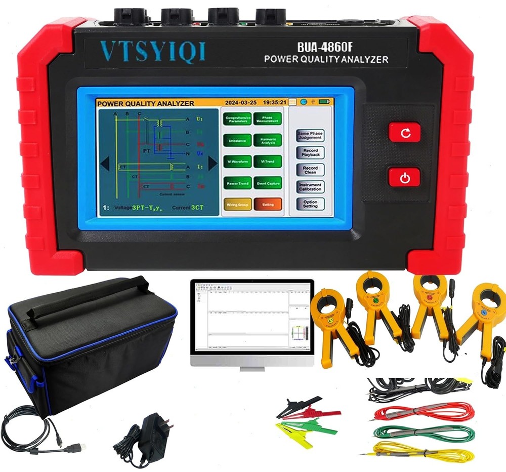 Three-Phase Power Quality Analyzer with Current Clamp 1.0A~1000A CT Size Φ50mm
